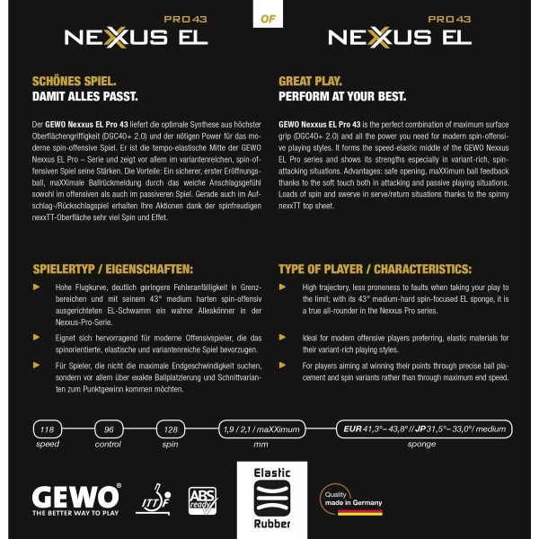رویه راکت پینگ پنگ جوو NEXUS EL PRO 43 - Image 2