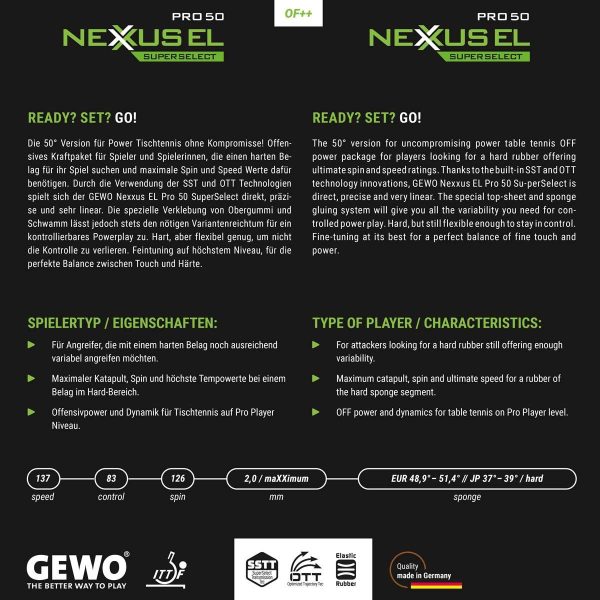 رویه راکت پینگ پنگ جوو NEXUS EL PRO 50 SUPER SELCT - Image 2