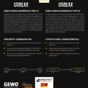 رویه راکت پینگ پنگ جوو Codexx Pro 53 SuperSelect