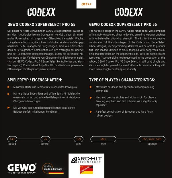 رویه راکت پینگ پنگ جوو CODEXX PRO 55 SUPER SELECT - Image 2