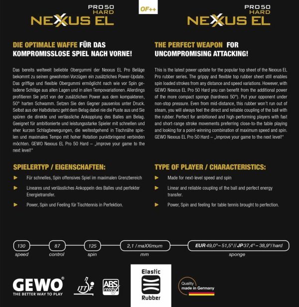 رویه راکت پینگ پنگ جوو NEXUS EL PRO50 HARD - Image 3