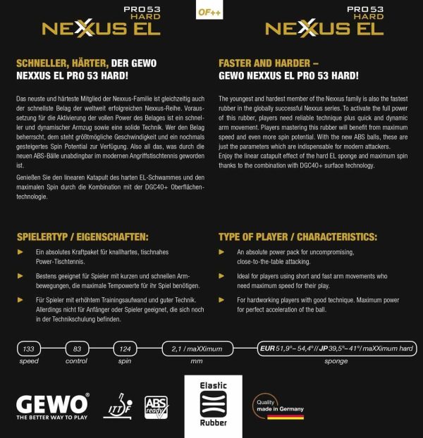 رویه راکت پینگ پنگ جوو NEXUS EL PRO53 HARD - Image 2